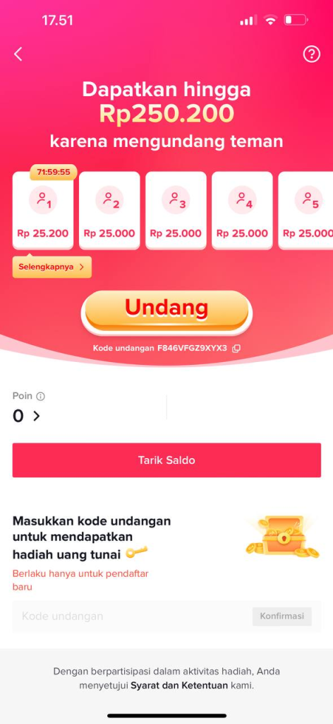 Cara Mendapatkan Uang dari TikTok undang teman