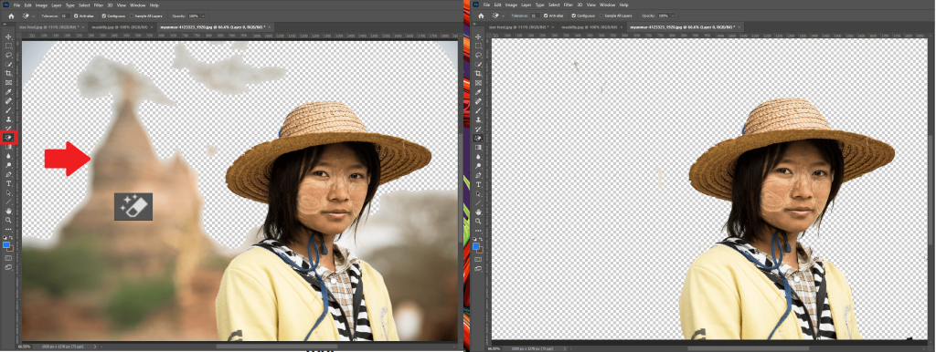 cara menghapus background di photoshop magic eraser tool