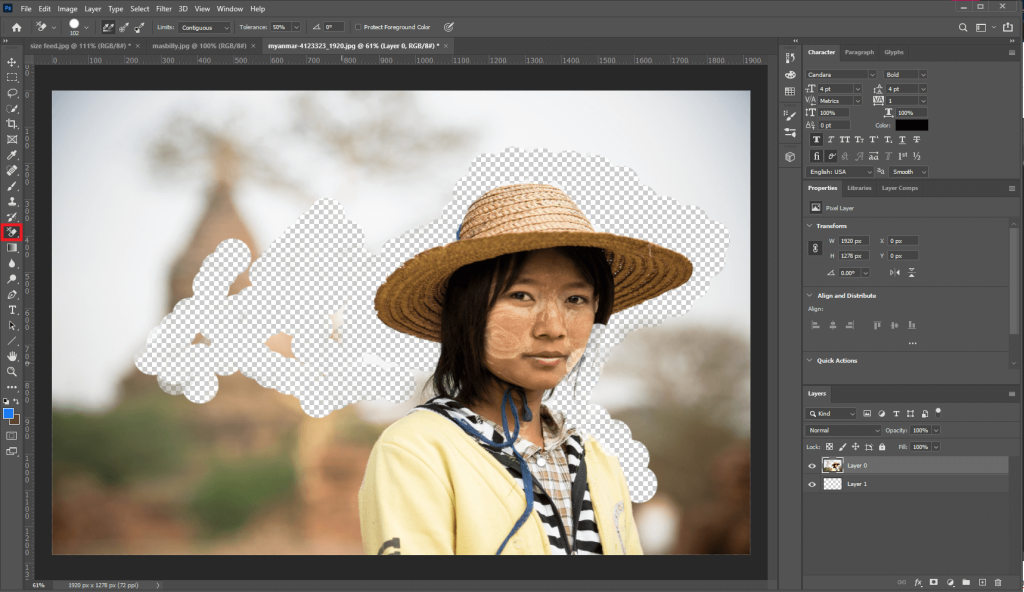 cara menghapus background di photoshop background eraser tool